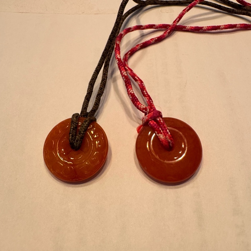 Orange Jadeite Pendants